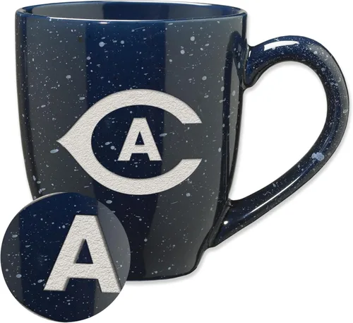 Vista 213 de Rico Industries NCAA Saint Joseph's (PA) Hawks Logo Principal Color Marrón 16 oz Logotipo del Equipo de Color Láser Grabado en Cerámica Moteada Taza