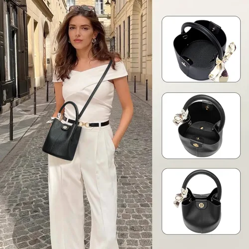 Vista 2 de BOSTANTEN Bolsos cruzados pequeños para mujer, de cuero vegano, mini bolso de cubo con correa de hombro extraíble