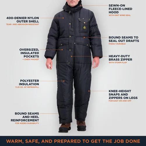 Vista 3 de RefrigiWear Iron-Tuff Insulated Coveralls with Hood, -50F Comfort