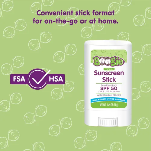 Vista 4 de Boogie Block - Protector solar mineral para bebés SPF 50, protector solar de tamaño de viaje para niños, óxido de zinc, resistente al agua, vegano