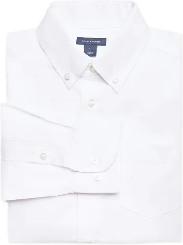 Vista 2 de Tommy Hilfiger Camisa de vestir Oxford de manga larga para niños cuello abotonado con bolsillo en el pecho ajuste regular