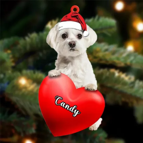 Vista 10 de Amantes de los perros de Navidad, corazón de perro de Navidad disponible para muchos perros Malamute de Alaska, adorno de Navidad, adorno