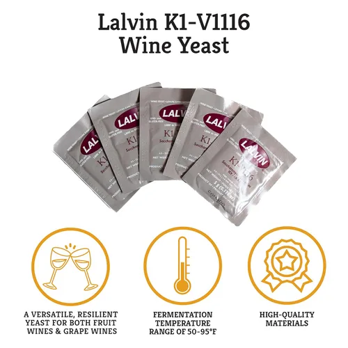 Vista 2 de Craft A Brew - Levadura de vino Lalvin K1-V1116 - Levadura de vino seca neutra - Para vinos tradicionales o de frutas - Ingredientes