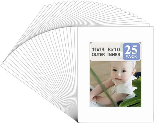 Vista 12 de 11 x 14 pulgadas color blanco esteras de respaldo Juego completo