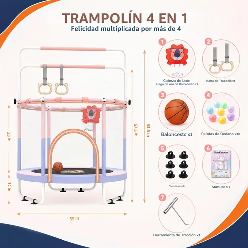 Vista 7 de Toddler Trampoline - Upgraded Heavy Duty Steel Frame Trampoline for Kids