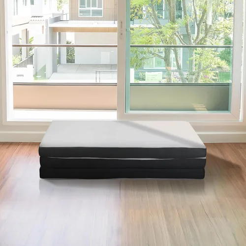 Vista 8 de Colchón plegable de memoria de gel, cubrecolchón portátil CertiPUR-US, colchón de tres pliegues con funda lavable, colchón de espuma plegable