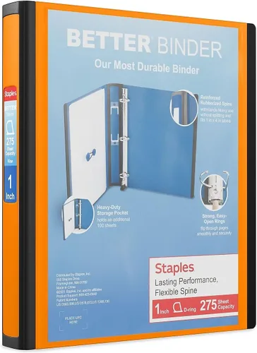 Vista 27 de Carpeta con anillos en forma de "D" de 1 pulgada para mejor visualización Staples, Negro