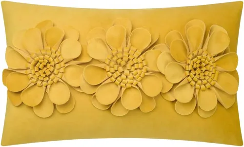 Vista 22 de JWH Funda de almohada decorativa con diseño de flores 3D, funda de almohada decorativa de girasol, cojín de terciopelo, funda de almohada lumbar