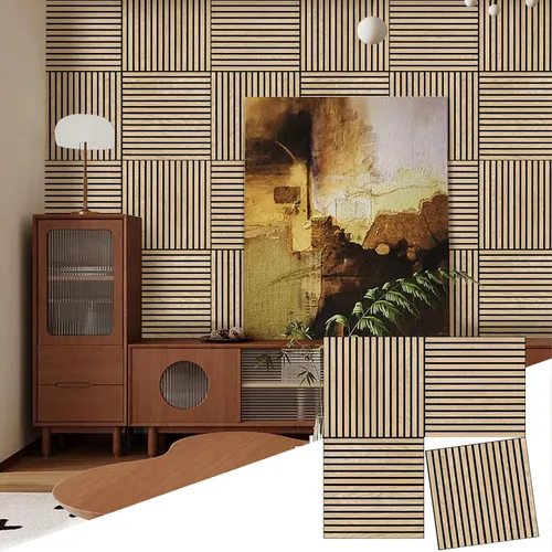 Vista 11 de Paneles de pared para pared interior – 4 paneles de pared hexagonales – Paneles acústicos hexagonales – Paneles de chapa de madera de nogal natural
