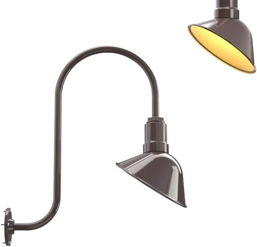 Vista 62 de Steel Lighting Co. Luz de Letrero de Tienda Venice para Pared de Acento de Restaurante Exterior Cúpula de 9 pulgadas Brazo Recto de 6 pulgadas
