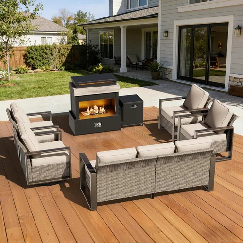 Vista 41 de Sofá de Mimbre Metálico para Patio de 75", Sofá Sillón de Ratán para Exteriores de 3 Asientos para Todo Tipo de Clima con Cojines Premium
