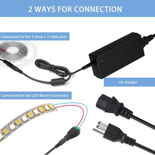 Vista 3 de Adaptador de fuente de alimentación de 12 voltios 6 amperios, fuente de alimentación CC de 12V 6A 72W enchufe EE. UU. adaptador de 5A 4A 3A 2A 1A