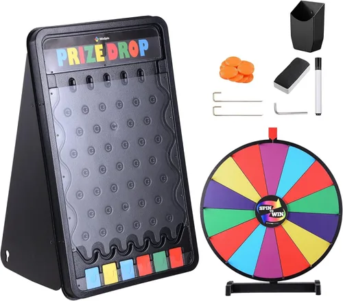 Vista 10 de WinSpin rueda de premios de mesa de 12" con 14 ranuras, rueda giratoria editable resistente para juego de fortuna, serie clásica, para carnaval