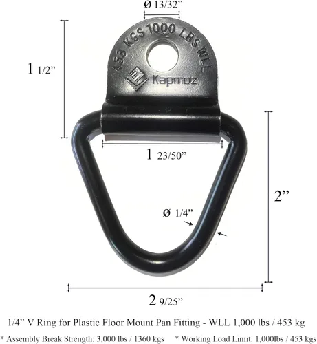 Vista 3 de Anclajes de amarre para caja de camión resistente, anillos de enganche para remolques, perno de carga en anillo en V, accesorios de riel