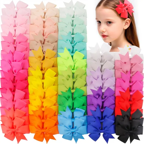 Vista 9 de 60 piezas de broches para el pelo con lazos para bebés: broches de 2 pulgadas totalmente forrados para bebés y niñas (30 pares)