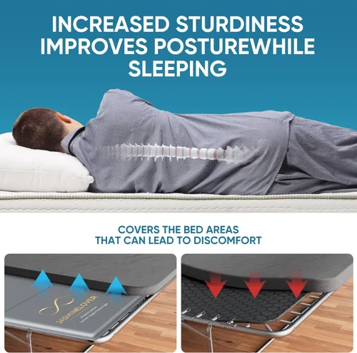 Vista 6 de Bunkie Board - Tabla de cama tamaño Queen de 59"x80" pulgadas para debajo del colchón, tablero de soporte de madera reforzada resistente con diseño