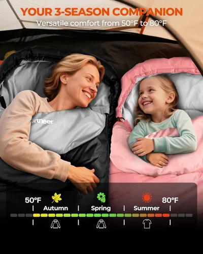 Vista 3 de Sportneer Sleeping Bag for Adults & Kids, Cold Weather & Warm Waterproof Camping Sleeping Bag, Compact Portable for Camping Hiking & Travel