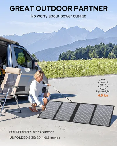 Vista 6 de Paneles solares portátiles de 60 W, cargador de panel solar plegable para estación de energía portátil (menos de 500 W), con soportes ajustables