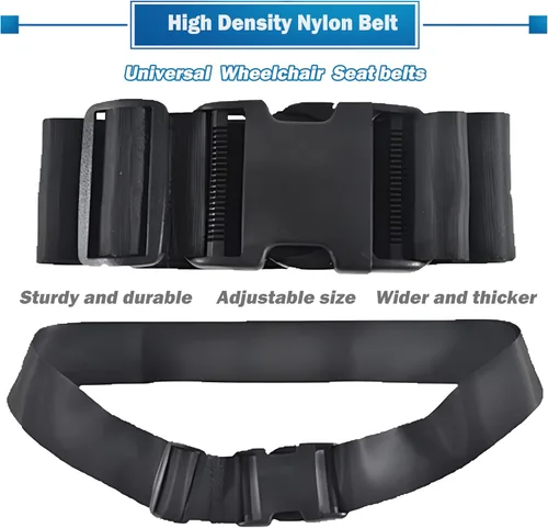 Vista 2 de Cinturón de seguridad para silla de ruedas, 31-86 pulgadas de longitud ajustable/2 pulgadas de ancho, cinturón de fijación para silla de ruedas
