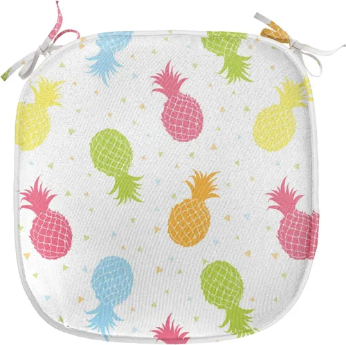 Vista 97 de Lunarable Juego de 4 cojines de asiento para silla, diseño de pétalos de flores de iris florecientes, arte de forma desgastada, acolchado de asiento