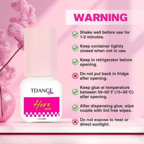 Vista 6 de TDANCE Pegamento de extensión de pestañas, 0.5 a 1 segundo, seco/retención – 7 semanas/pegamento de extensión de pestañas solo para uso profesional