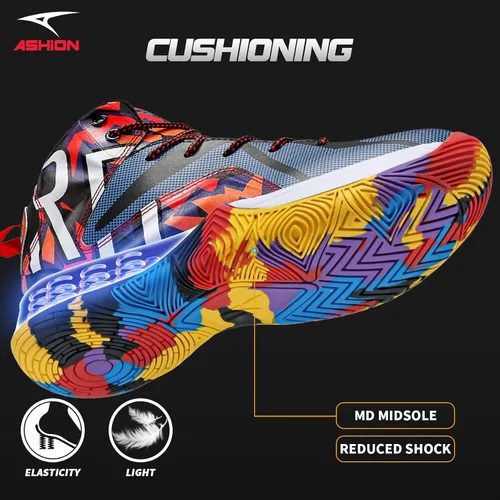 Vista 2 de ASHION Zapatos de baloncesto para hombre, ligeros, transpirables, antideslizantes, para correr, caminar