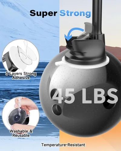 Vista 7 de 1Zero Soporte Sólido para Coche y Camión con Cargador Inalámbrico Portátil y Brazo Largo de 14 Pulgadas con Cuello de Ganso para iPhone 15 Pro Max