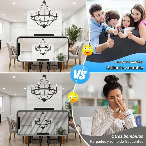 Vista 6 de Brightever Bombillas LED E12, bombillas de araña regulables de 6 W para 2700K blanco cálido