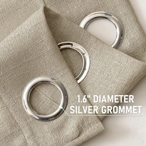 Vista 6 de MIULEE Cortinas semitraslúcidas con textura de lino sintético gris pardo de 96 pulgadas de largo, 2 paneles para sala de estar y dormitorio