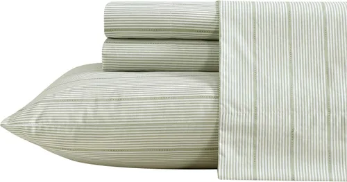 Vista 27 de Nautica - Sábanas, juego de ropa de cama de percal de algodón con funda de almohada a juego, vigorizante y fresco, bolsillo profundo