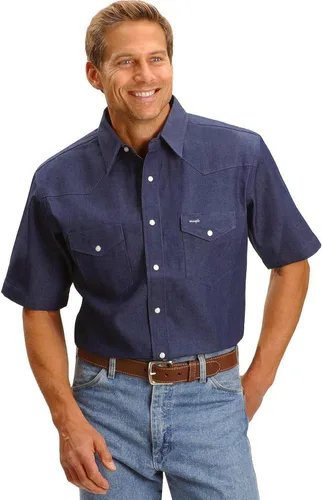 Vista 5 de Wrangler Camisa de trabajo de manga corta con dos bolsillos y corte vaquero para hombre