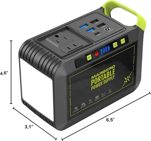 Vista 9 de MARBERO - Estación de energía portátil, 88 Wh, batería de litio, generador solar, carga rápida, salida CA, máxima de 120 W (panel solar opcional)