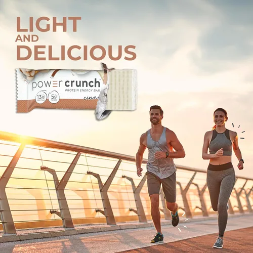 Vista 4 de Barritas de gofre de proteína Power Crunch, snacks altos en proteínas con delicioso sabor, rollo de canela, 1.4 onzas (12 unidades)