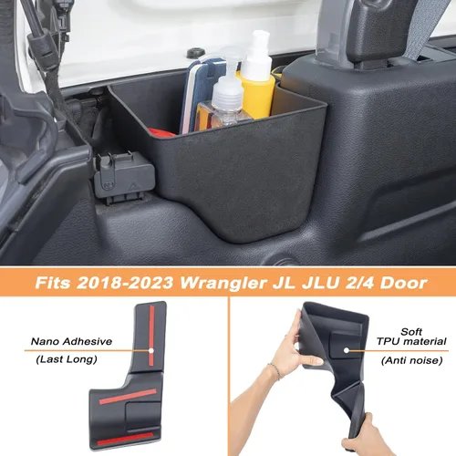 Vista 5 de Bandeja organizadora de maletero trasero compatible con Jeep Wrangler JL JLU 2018-2022 2023, accesorios de 2/4 puertas, maletero trasero