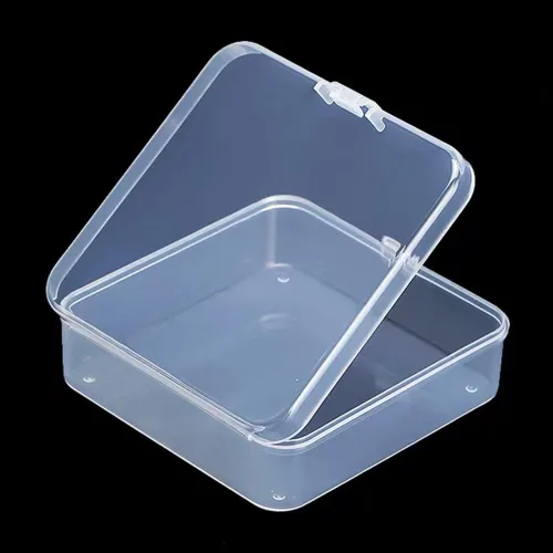 Vista 8 de Paquete de 4 Cajas de Almacenamiento Rectangulares de Plástico con Tapa con Bisagras para Cuentas y Manualidades, Estuche para Tarjetas, Caja