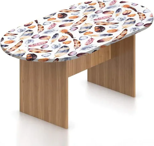 Vista 11 de Mantel ovalado ajustable para mesa de patio, mantel de poliéster elástico para casa de campo, patchwork de diferentes tamaños, tela de mezclilla