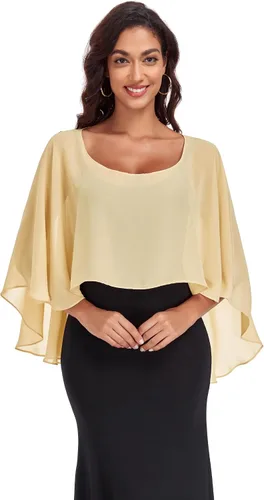 Vista 27 de Sheer Shawls and Wraps for Evening Dresses Chiffon Capes for Women Negro