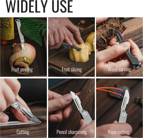 Vista 3 de KeyUnity Paquete de cuchillos plegables de titanio KK01 y grillete de llave de anillo D de titanio KA17