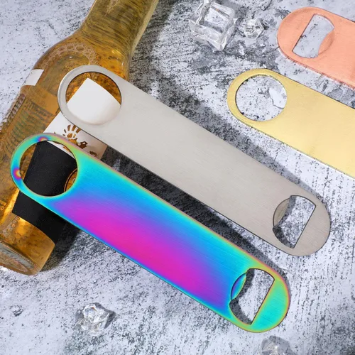 Vista 3 de Abrebotellas plano de acero inoxidable resistente de 7 pulgadas, para bar, cocina, boda, fiesta de cumpleaños