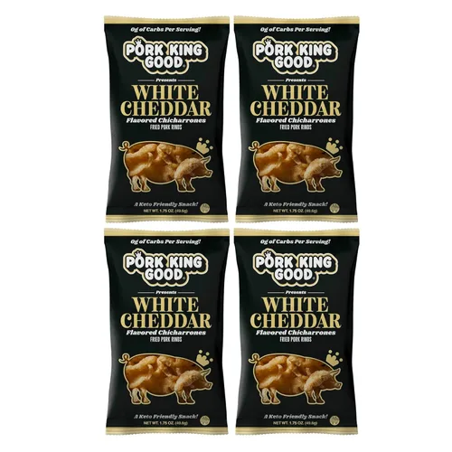 Vista 3 de Pork King Good Chicharrones de cerdo (Chicharrones) (Queso Cheddar Blanco, 4 Pack)