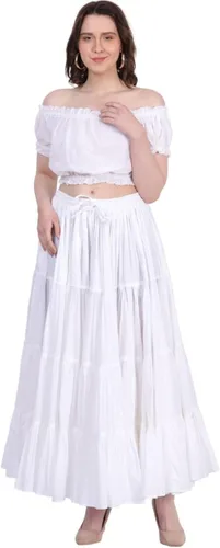 Vista 8 de Wevez Falda gitana 25 yardas color liso de algodón para mujer