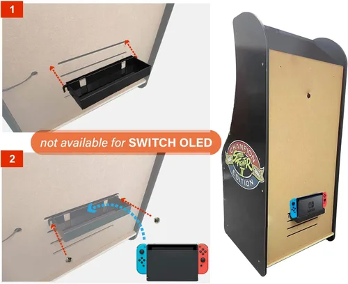 Vista 4 de Switch Fighting Stick para Arcade1Up - Soporte trasero para armario y gabinete para interruptor, reproduce tu interruptor en el gabinete, joysticks