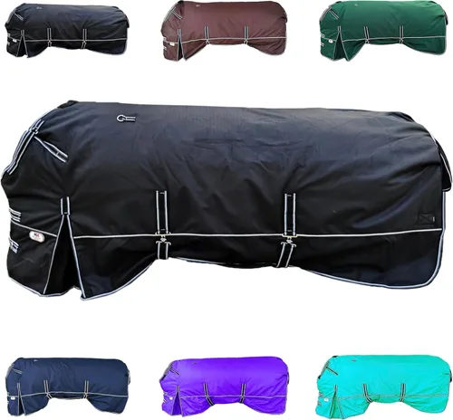 Vista 14 de Majestic Ally Manta 1200D Ripstop Horse Turnout de 250 GSM relleno (turquesa, 80 pulgadas)