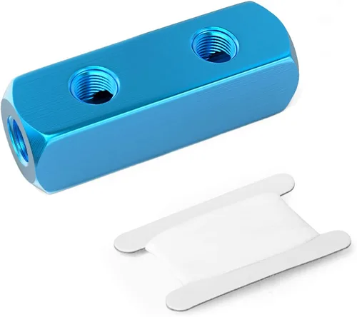 Vista 10 de TAILONZ PNEUMATIC Bloque de aluminio de derivación de 2 vías plateado, distribuidor de aire de distribución de aire de conducto neumático