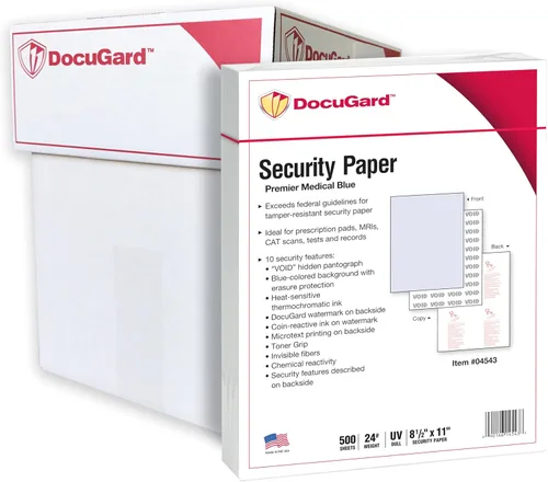 Vista 10 de DocuGard Papel de seguridad médica del estado de California, 6 características, 8.5 x 11, 24 libras, 250 hojas (04557)