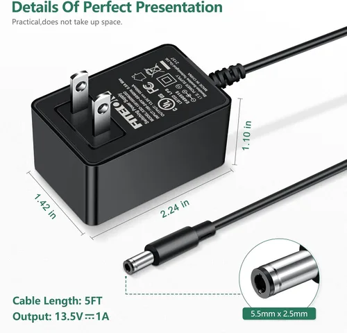 Vista 2 de FITE ON Cargador de 13.5 V compatible con Stanley 700 350 600 500 Peak Jump Starter; cable de alimentación de repuesto para cargador de arranque
