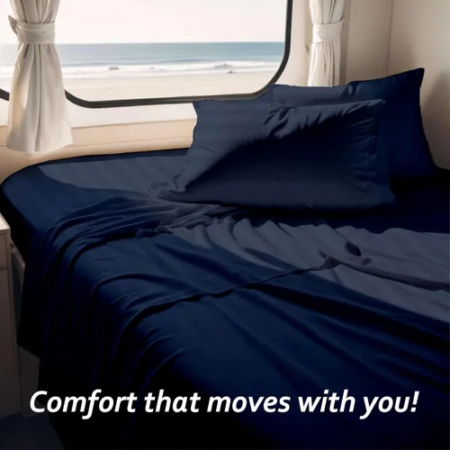 Vista 131 de Juego de sábanas para autocaravana tamaño individual (39 x 75) – 100% algodón egipcio, suave y refrescante, sábana bajera de 16 pulgadas