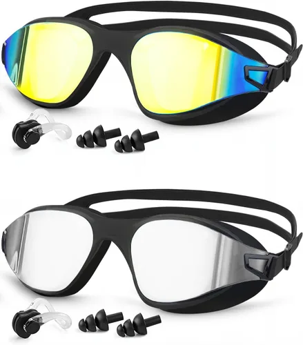 MOXTOYU Swimming Goggles 2 Pack, Professional Anti Fog No Leaking UV Protection Swim Goggles for Women Men Adult Youth