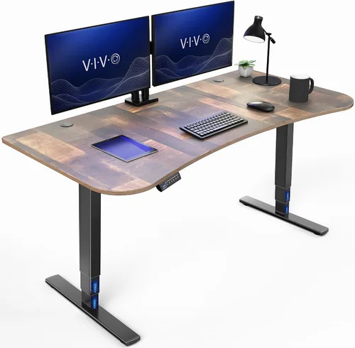 Vista 13 de VIVO - Escritorio eléctrico de pie de 71 x 30 pulgadas con marco de bambú real, ajuste de pantalla táctil, soporte de marco de 176 lb, serie 2E