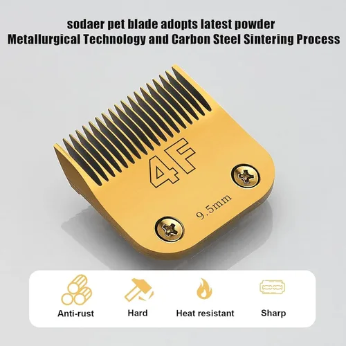 Vista 2 de 2 piezas #4FC Clipper Blade aseo de perros compatibles con Andis Clippers acero infundido de carbono desmontable acero al carbono borde afilado